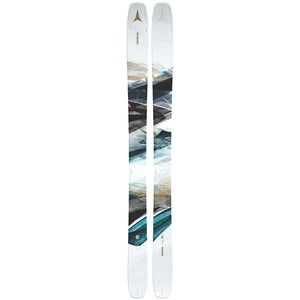 Atomic Maven 103, white demo rental ski with sleek mountain design