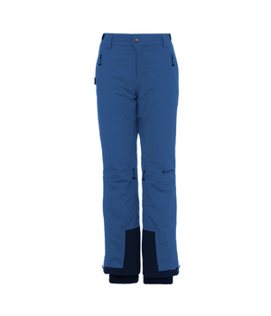 Blue Gore-Tex pants designed for warmth and comfort while skiing and snowboarding.